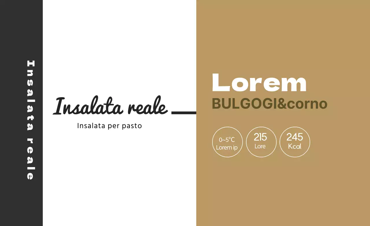 Etichetta alimentare illustrata beige nera per insalata