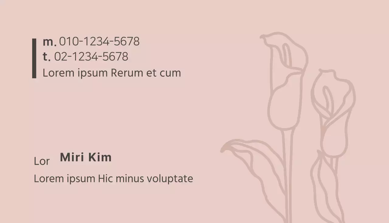 Roze grijs geïllustreerd visitekaartje van bloemist