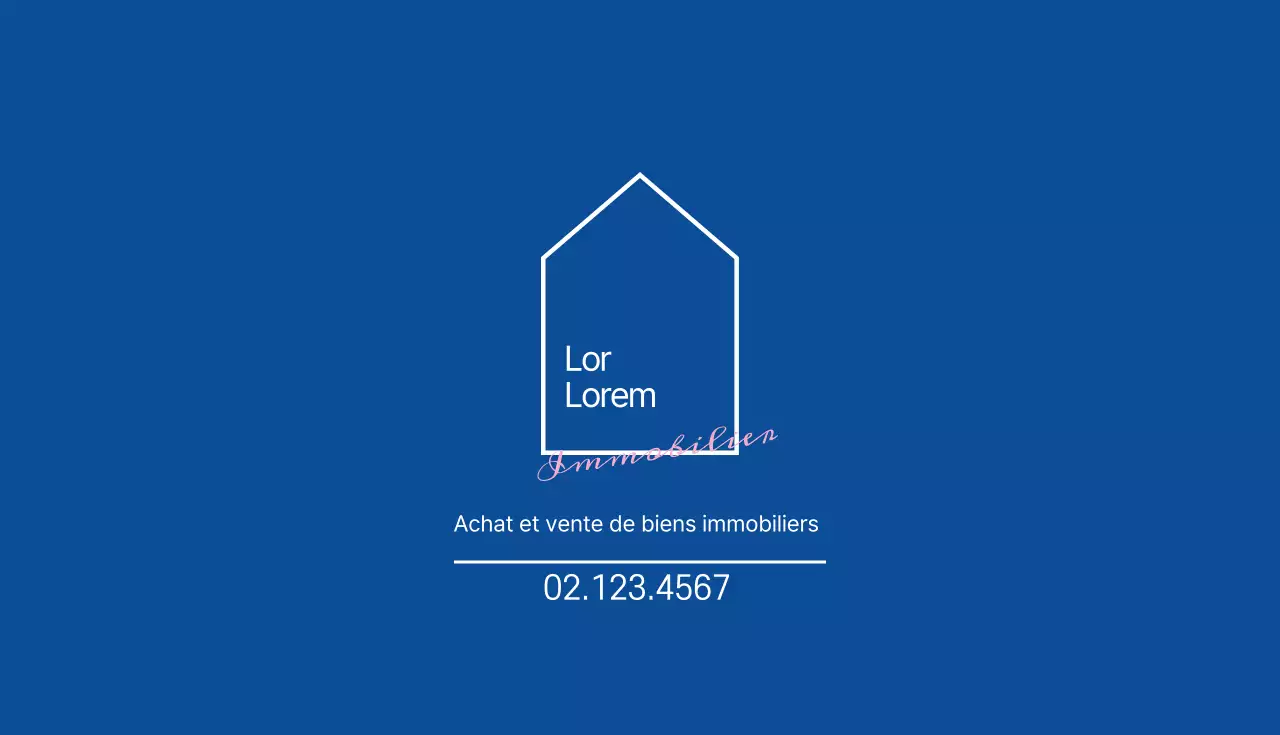 Illustration bleue logo carte de visite immobilier