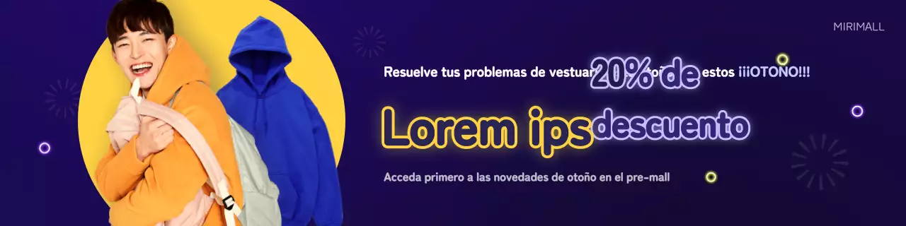 Promoción de ropa en amarillo neón y azul