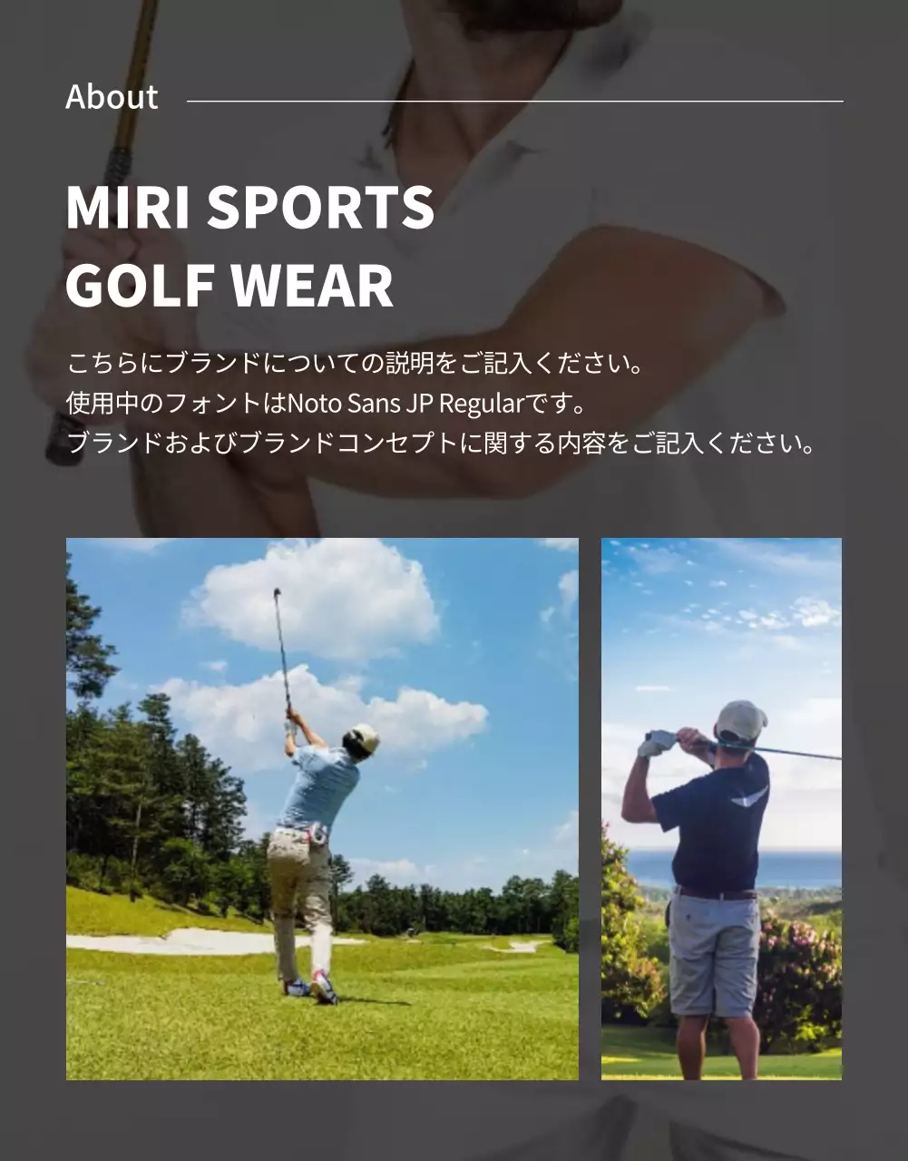 シンプルでモダンなスタイルのゴルフウェア詳細ページ