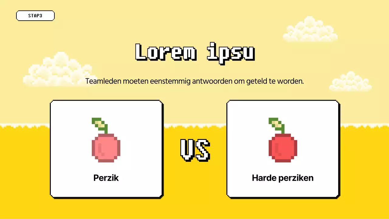 Workshop-quizspel met een blauw en geel korrelig gevoel