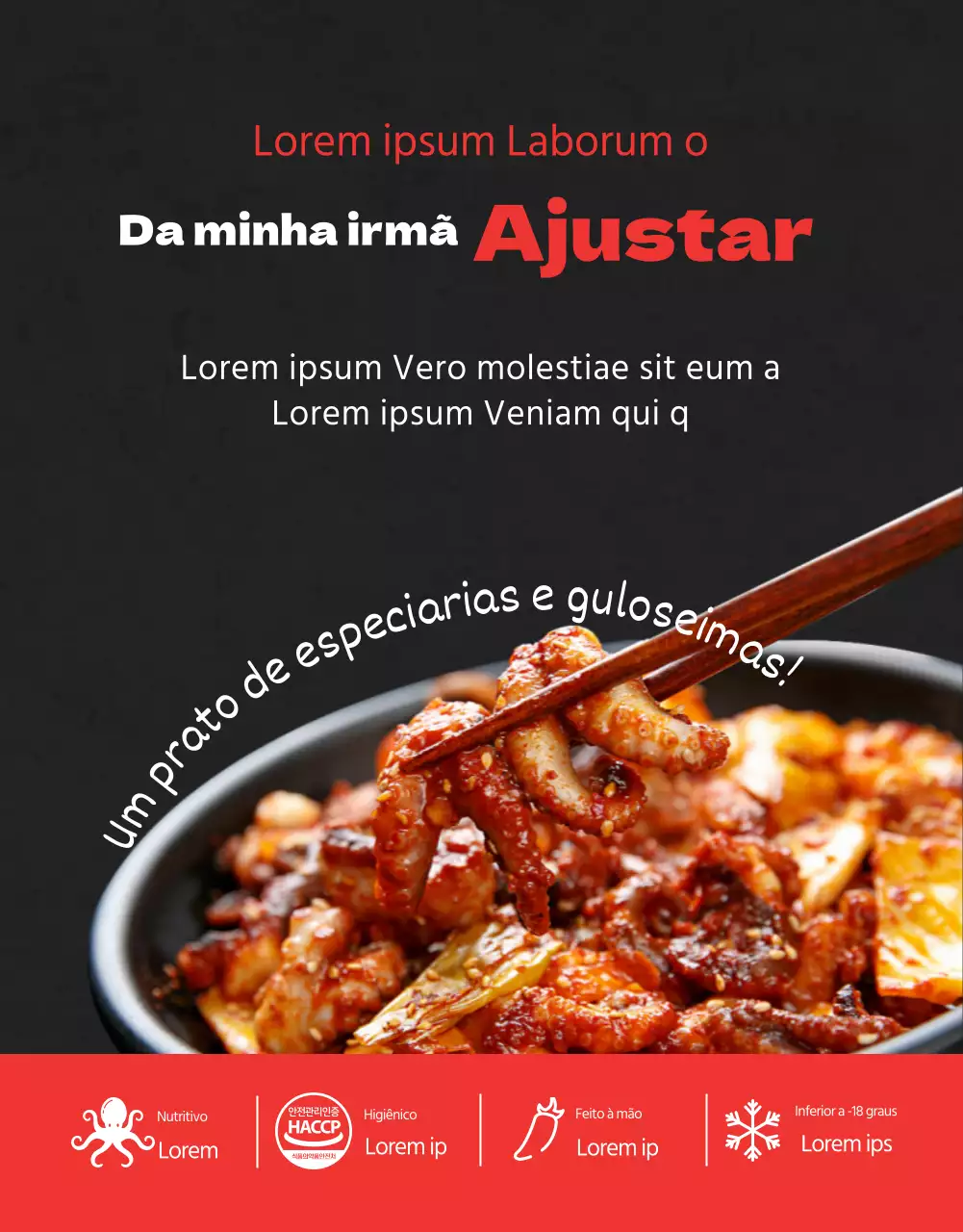 Uma simples análise de alimentos congelados a preto e vermelhoPromoção de eventos