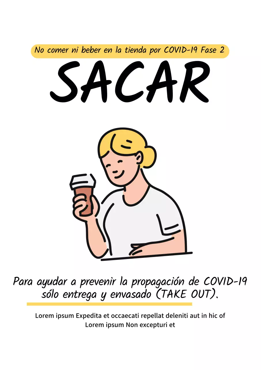 Instrucciones para llevar ilustradas en amarillo blanco