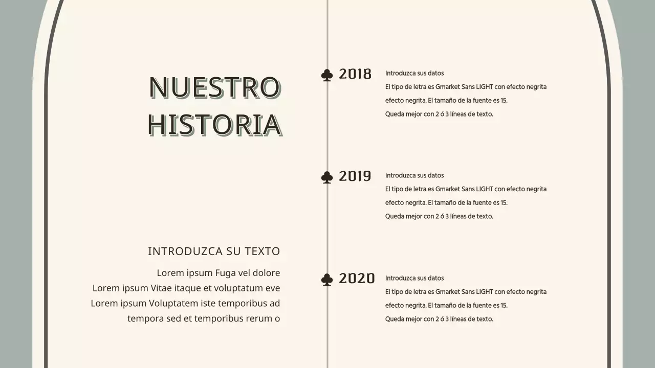 Cronología histórica infográfica en marfil y gris