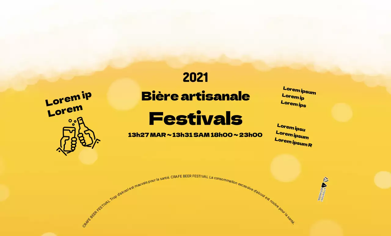 Illustration en mousse jaune d'un festival de bière artisanale