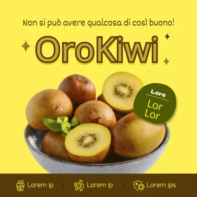 Condividere i benefici per la salute del kiwi dorato con un concetto semplice, caratterizzato da una foto gialla