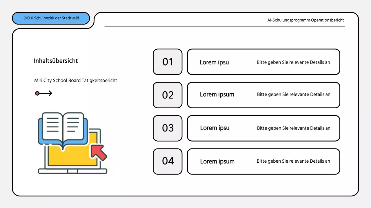 Hübsche blau-gelbe Präsentationsmappe für Ausbildungsberichte