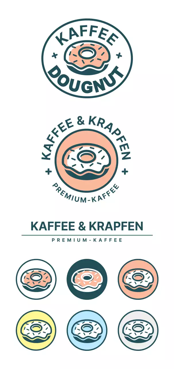 Ein einfaches, farbenfrohes Cafe-Emblem