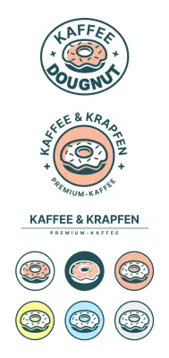 Ein einfaches, farbenfrohes Cafe-Emblem