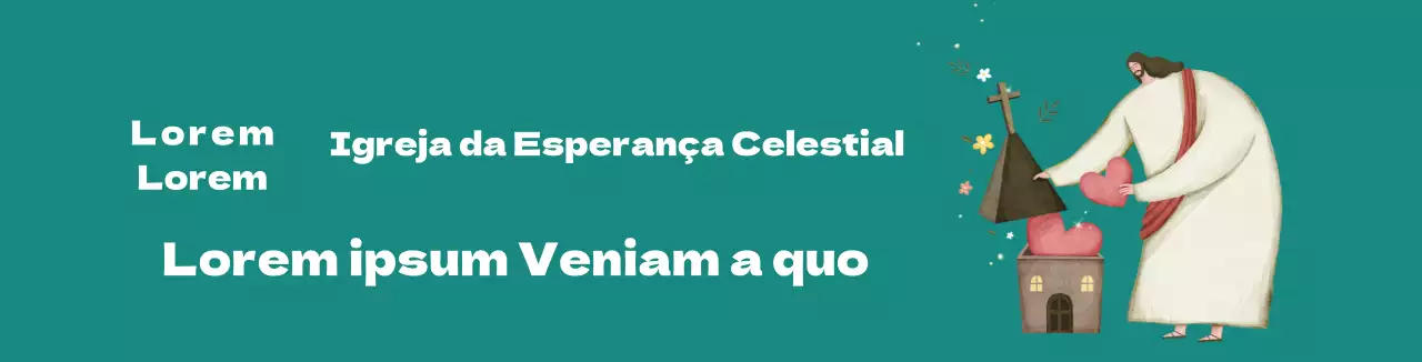 Ilustração de uma personagem verde para promoção de uma igreja