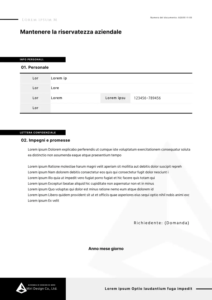 Lettera di dimissioni semplice modulo di riservatezza in nero