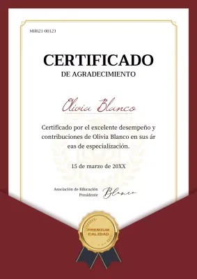 Un certificado que parece un elegante sobre rojo y blanco