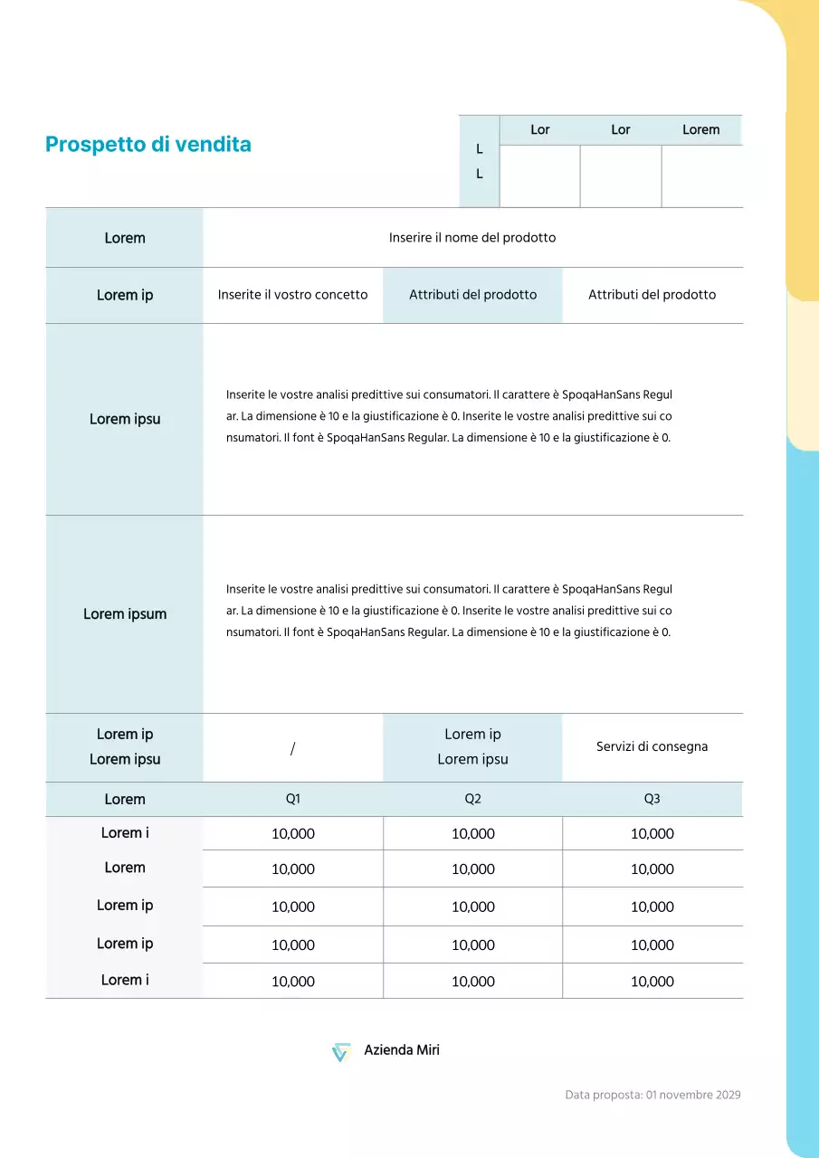 Posto di vendita con concetto di forma arrotondata in azzurro e giallo