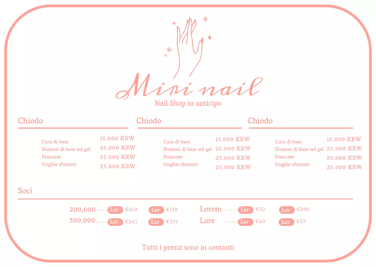 Cartellone per il menu del salone per unghie rosa semplice Supporto in acrilico per salone per unghie