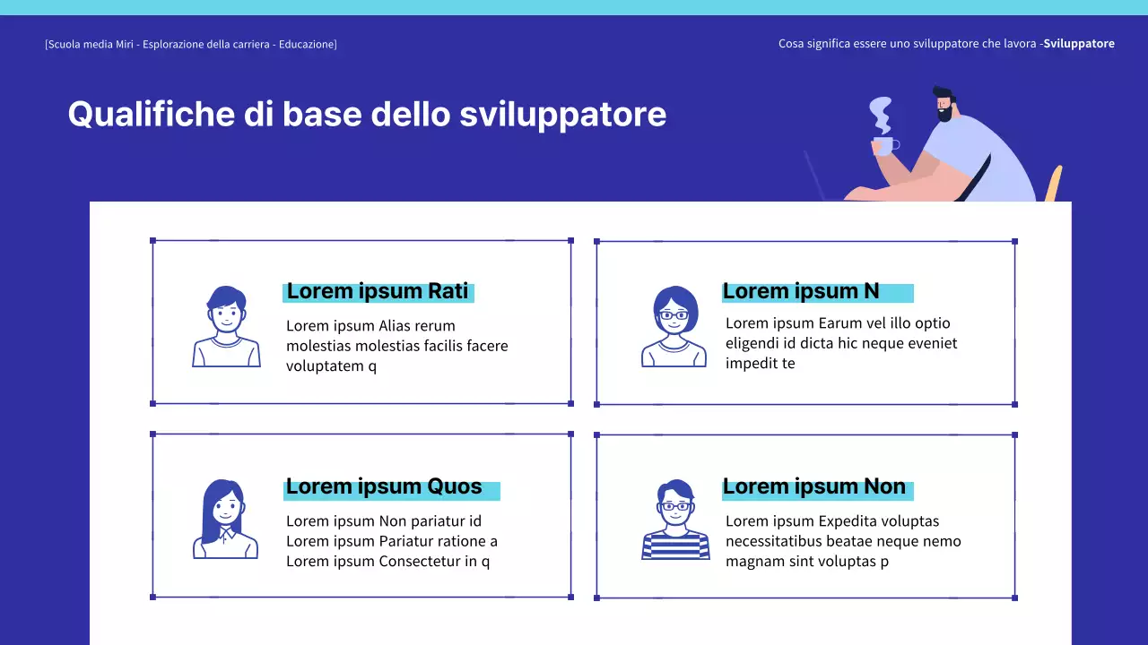 Formazione per l'esplorazione delle carriere degli sviluppatori di colore blu
