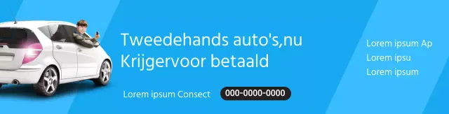 Blauwe schone foto ter promotie van de verkoop van tweedehands auto's