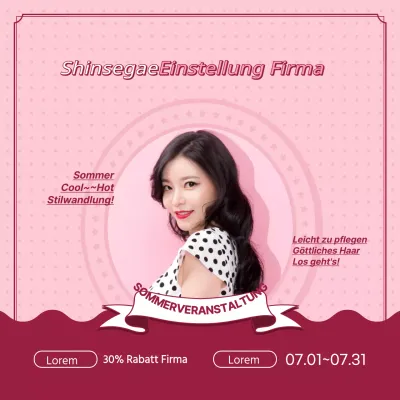 Hervorhebung eines rosa, retro-inspirierten Bildes für ein Haar-Event