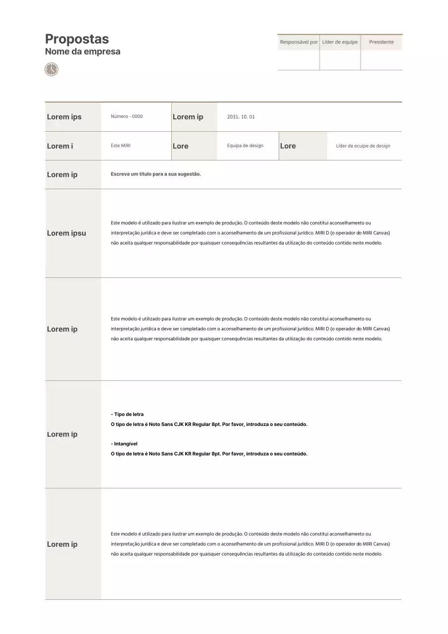 Proposta castanha, simples e tabular
