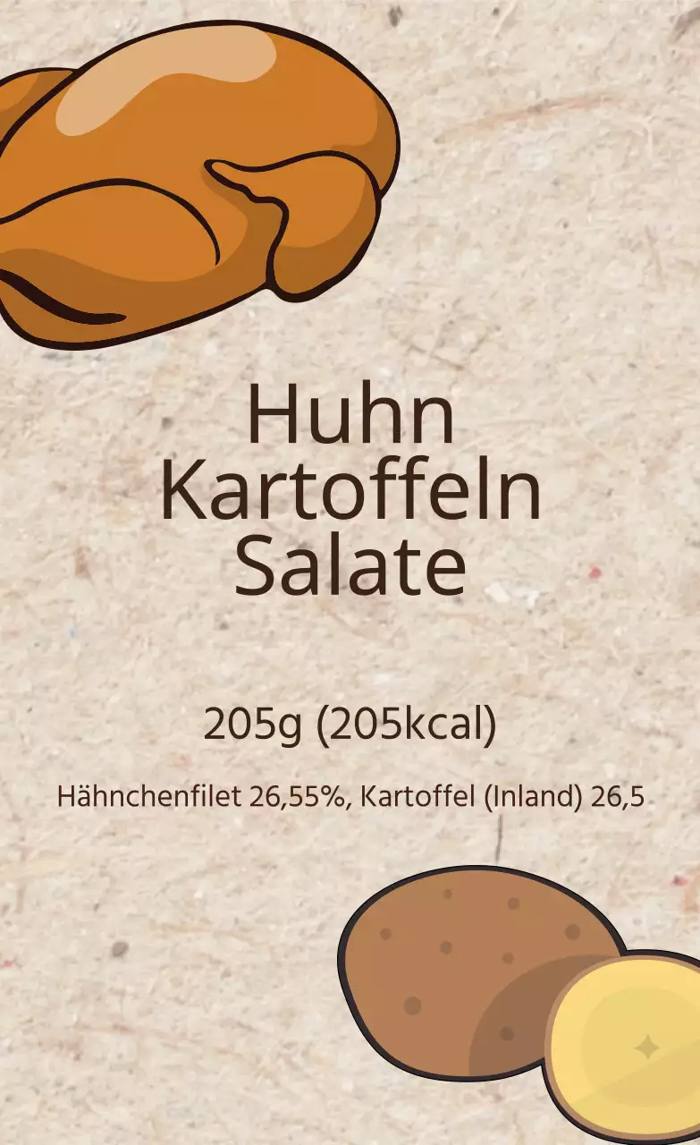 Braunes illustriertes Etikett für Salatverpackungen