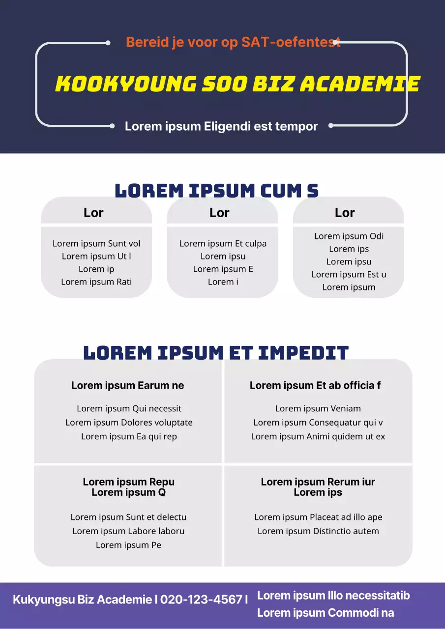 Bevorder marineblauw en grijs schoolcurriculum en introducties