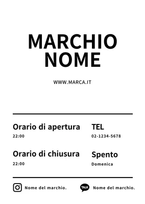 Poster trasparente con il marchio degli orari di apertura