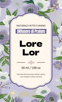 Etichetta di profumo vintage con illustrazione viola