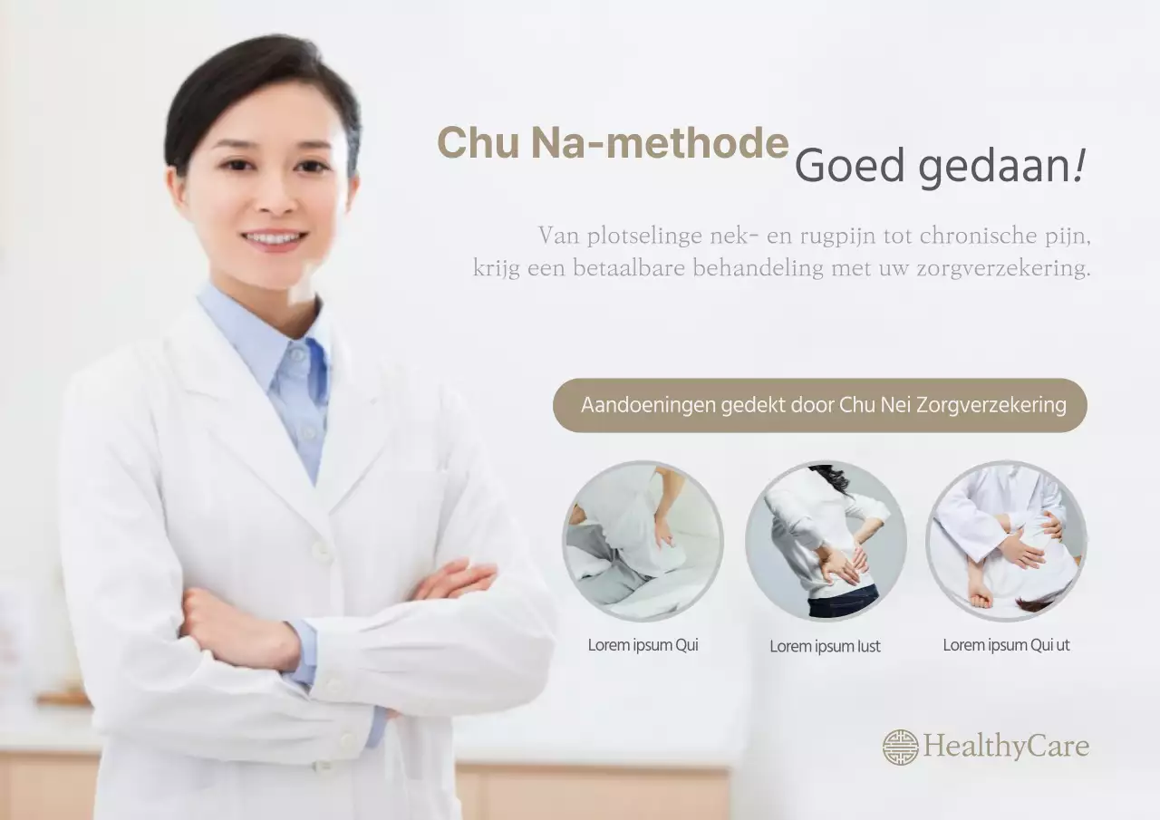 Beige Chronische pijn Lichaamsvormcorrectie Schijf lumbale discografie Specialist Verzekering Acupuncturist Oosterse geneeskunde Arts Oosterse medische kliniek Vrouwelijke arts