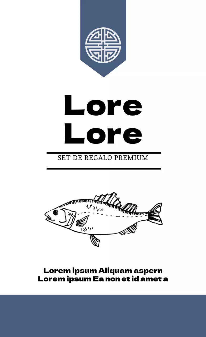 Etiqueta azul ilustrada del envase del set de regalo de gulasch