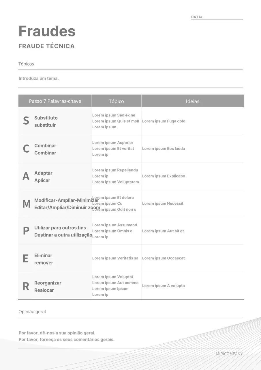 Cinzento, formatação simples da documentação da técnica de burla