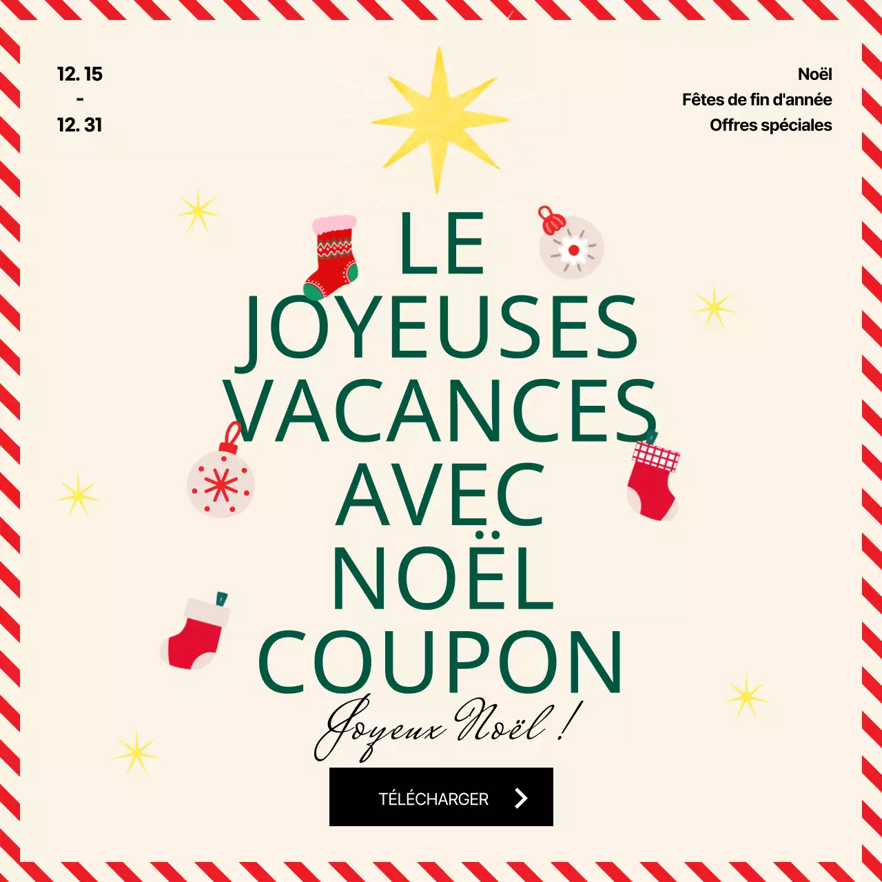 Coupons de vacances sur le thème de l'arbre de Noël vert