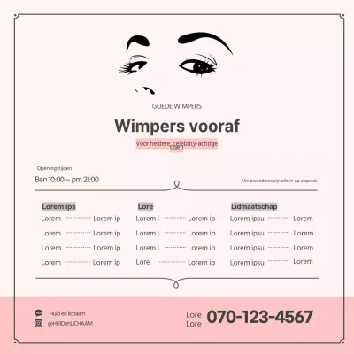 roze illustratie eenvoudige wimper behandeling vierkante banner