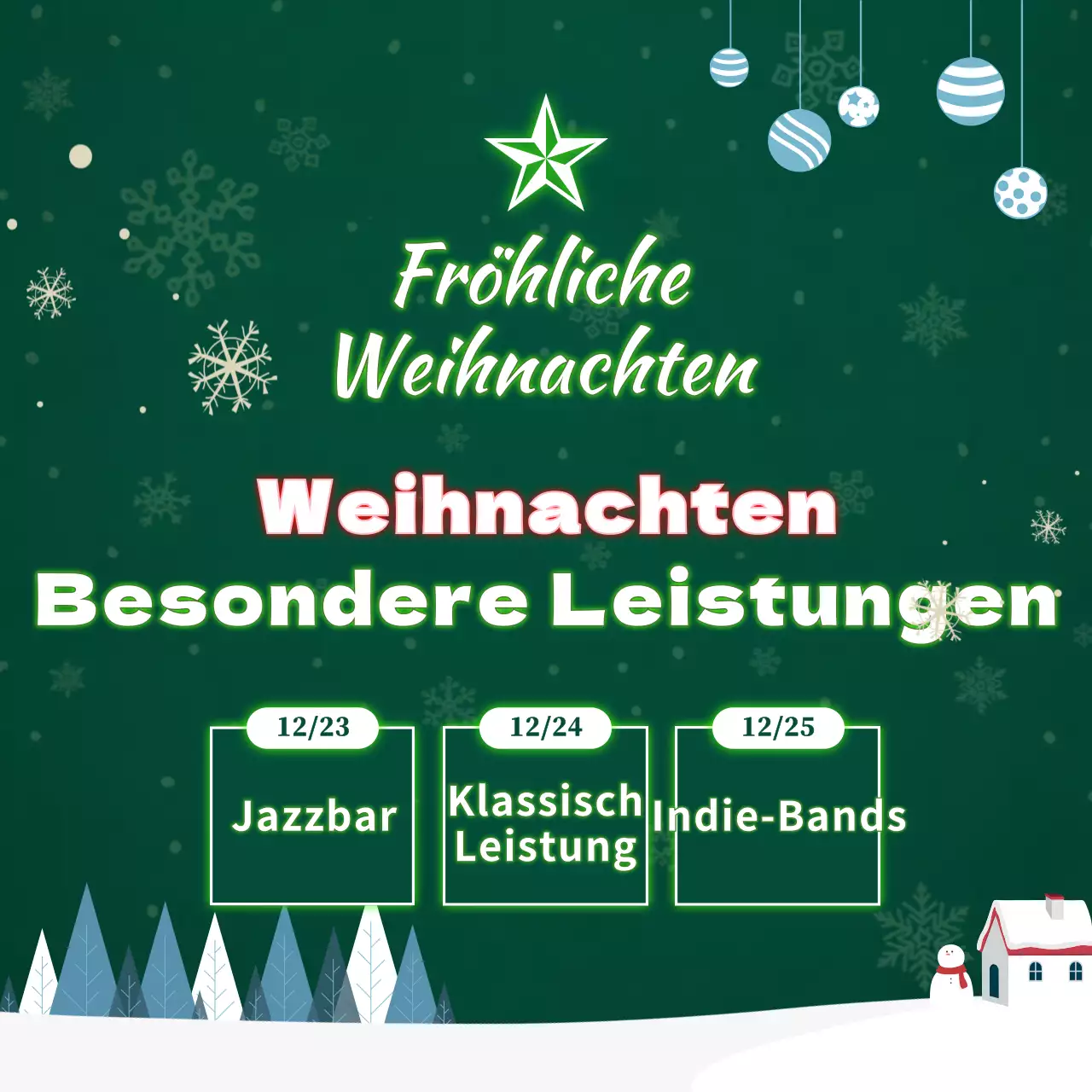Ein grünes Krippenspiel in Form eines Weihnachtsbaums