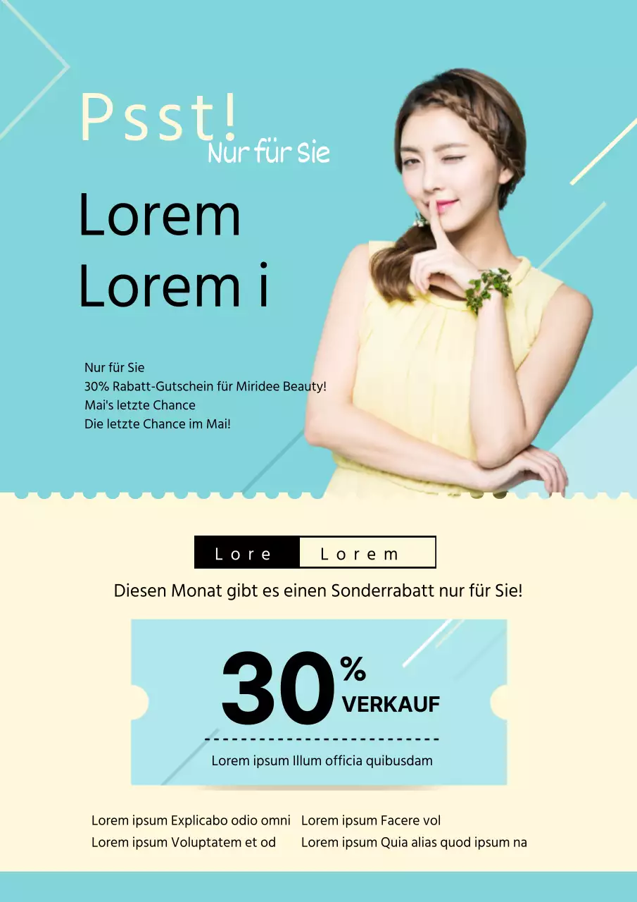 Hellblau und gelb moderne Frauenkleidung Einkaufszentrum Rabatt-Coupon Veranstaltung Ankündigung