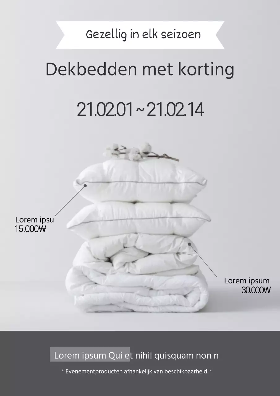 Highlight een grijze foto Eenvoudig dekbed om een verkoopactie te promoten