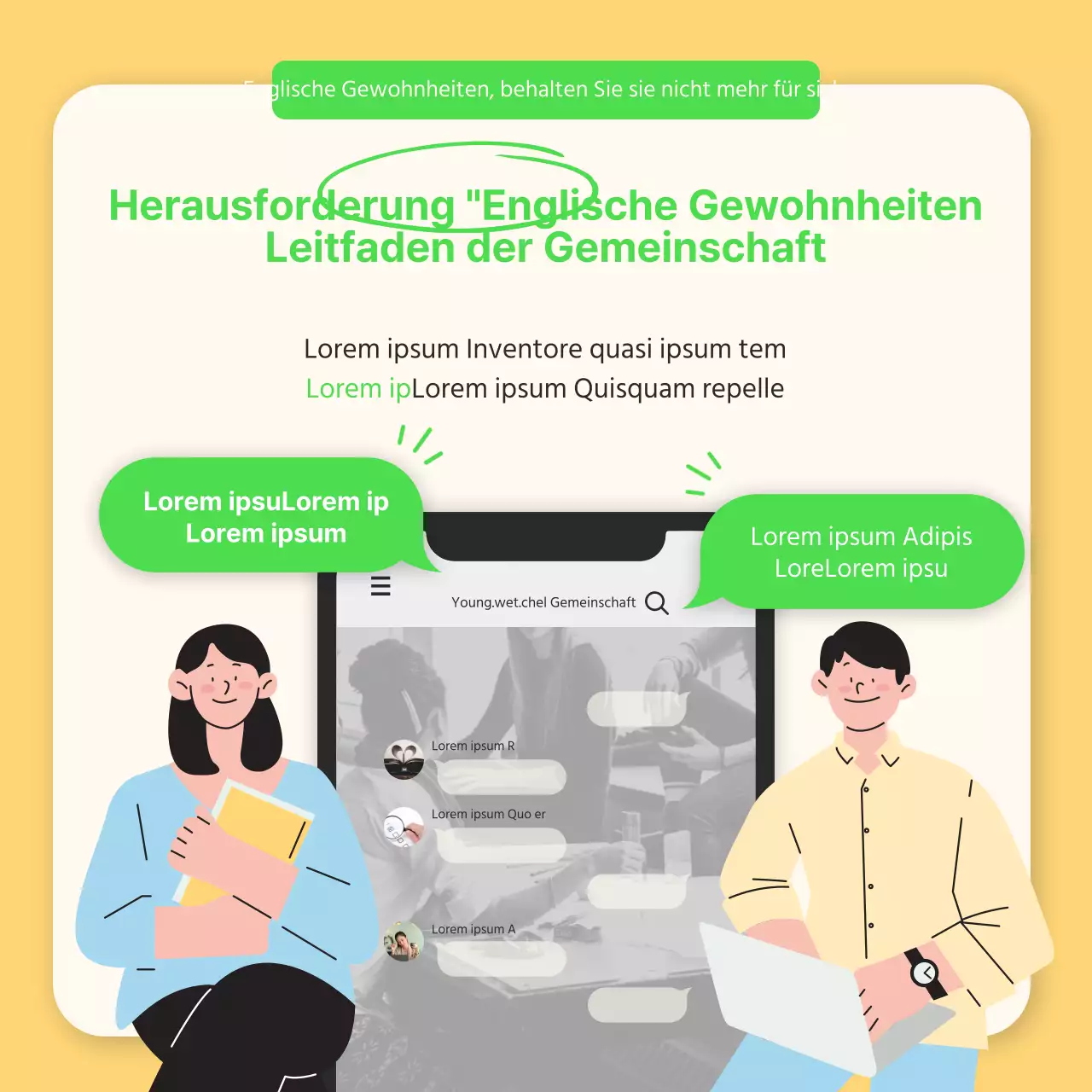 New Year's English Habits Challenge in Chartreuse und Gelb