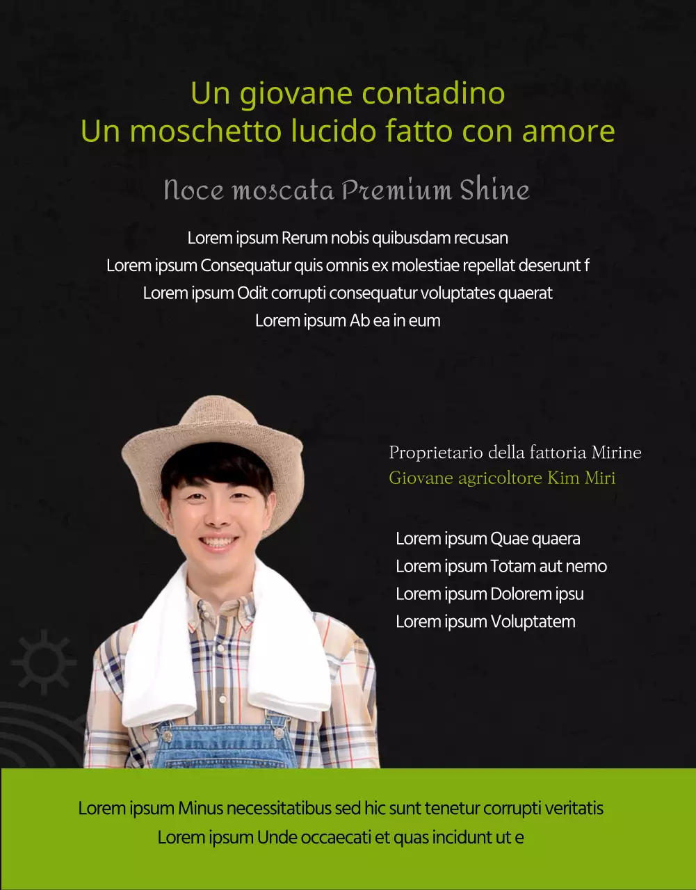 Moscato premium ad alto tenore zuccherino in nero e verde per la promozione delle vendite per la raccolta di fondi Agricoltori locali Piccole imprese alimentari locali