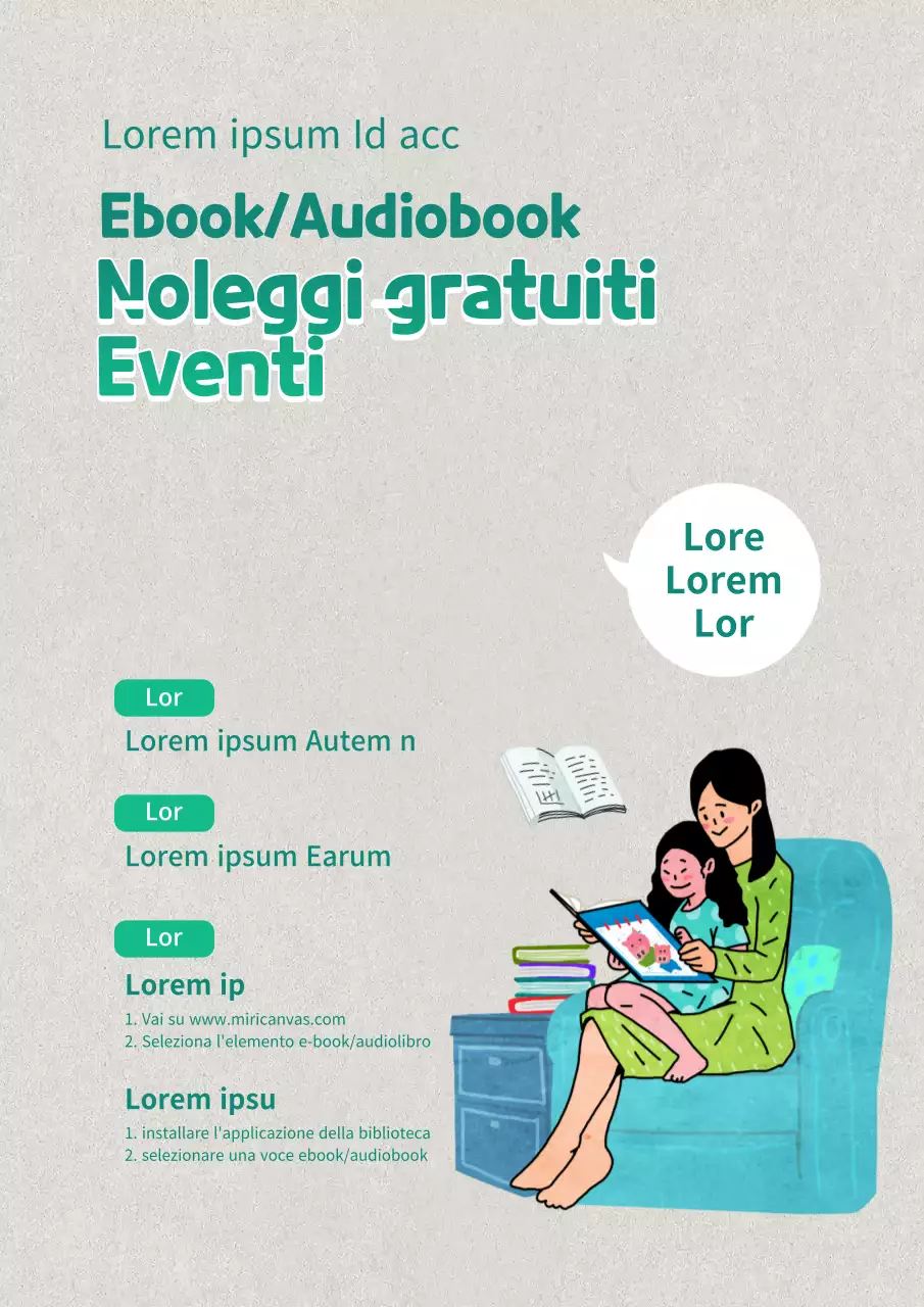 Libro elettronico gratuito in omaggio con una simpatica illustrazione blu e verde di un bambino che legge