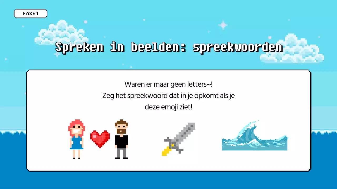 Workshop-quizspel met een blauw en geel korrelig gevoel