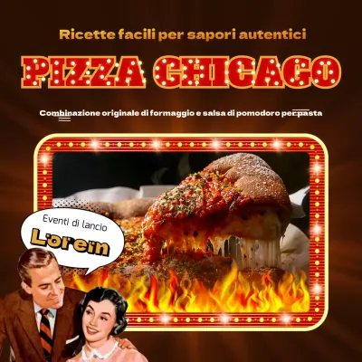 Annuncio di evento per pizza retrò rossa e marrone