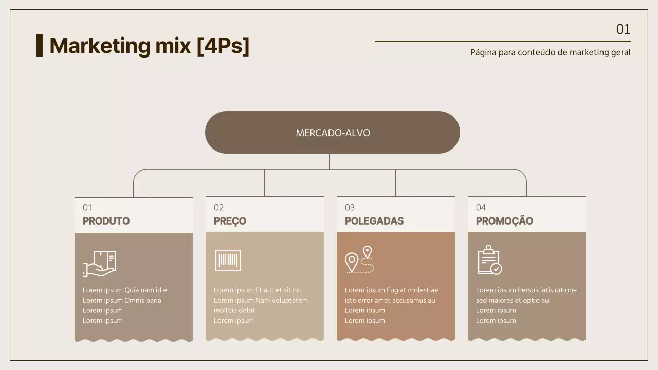 Marketing mix castanho e bege