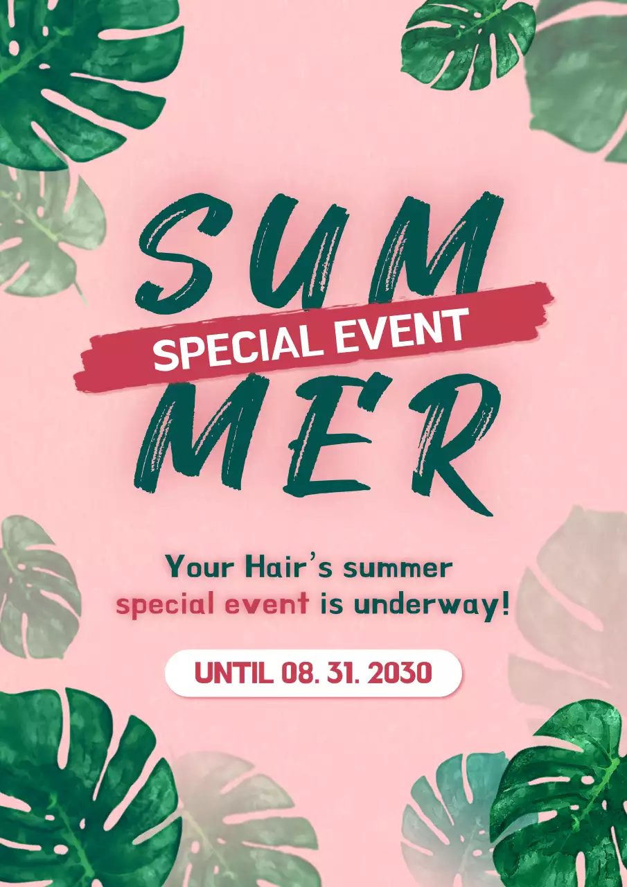 Pink Tropical Summer Promotion Poster