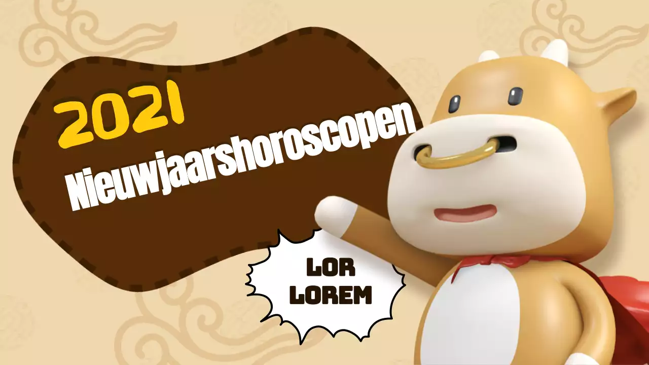 Beige Schattige Traditionele Nieuwjaarshoroscoop