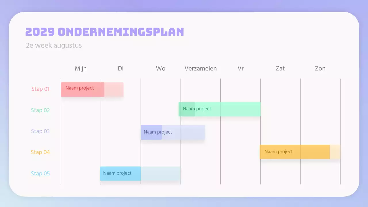Bedrijfsplannendiagram met paars kleurverloop