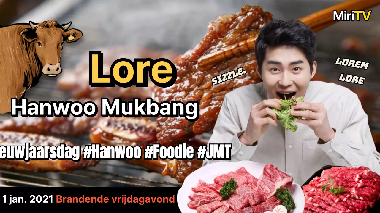 Nieuwjaar 2021 Koreaans rundvlees eten evenement met tekstmarkering