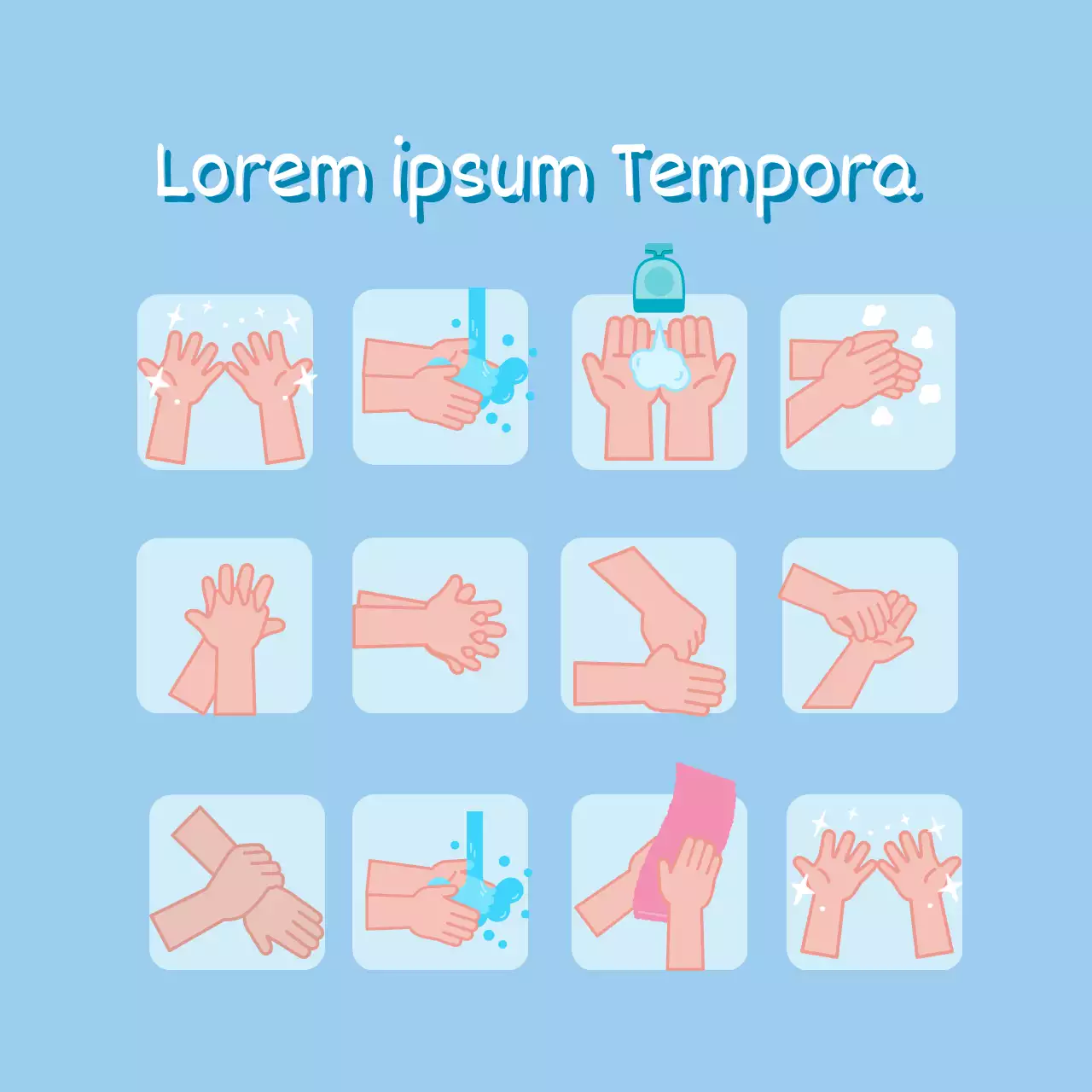 Eenvoudige blauwe geïllustreerde coronavirus preventiegids