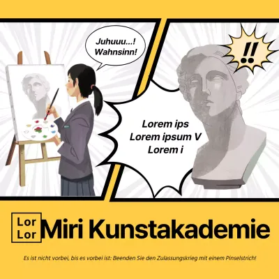 Gelbes Webtoon-Konzept für Aufnahmeprüfung Kunstschule Förderung