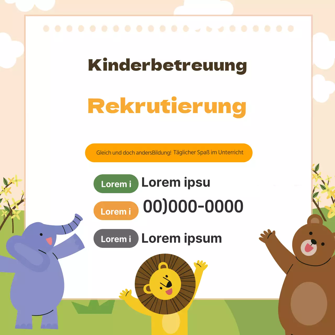 Gelbe Illustration niedlichen Kindergarten Rekrutierung Förderung
