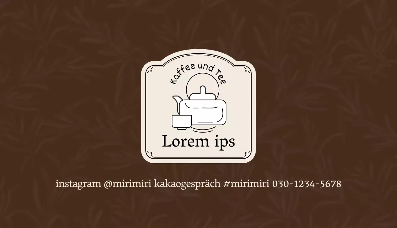 Braune Aprikose Illustration Logo Café Tee Visitenkarte