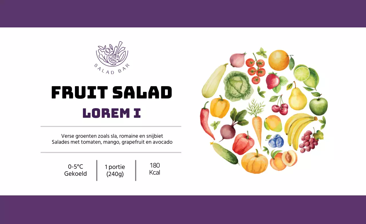 Paars geïllustreerd sla-etiket